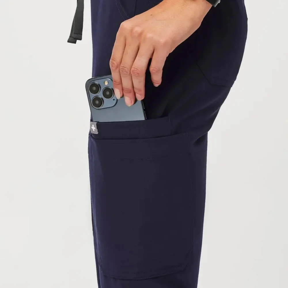 Figs High Waisted Nola Skinny Scrub Pants In Navy - Picture 5 of 8